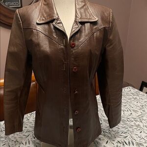 Wilsons Maxima Premium 1990s Leather Chocolate Brown Jacket